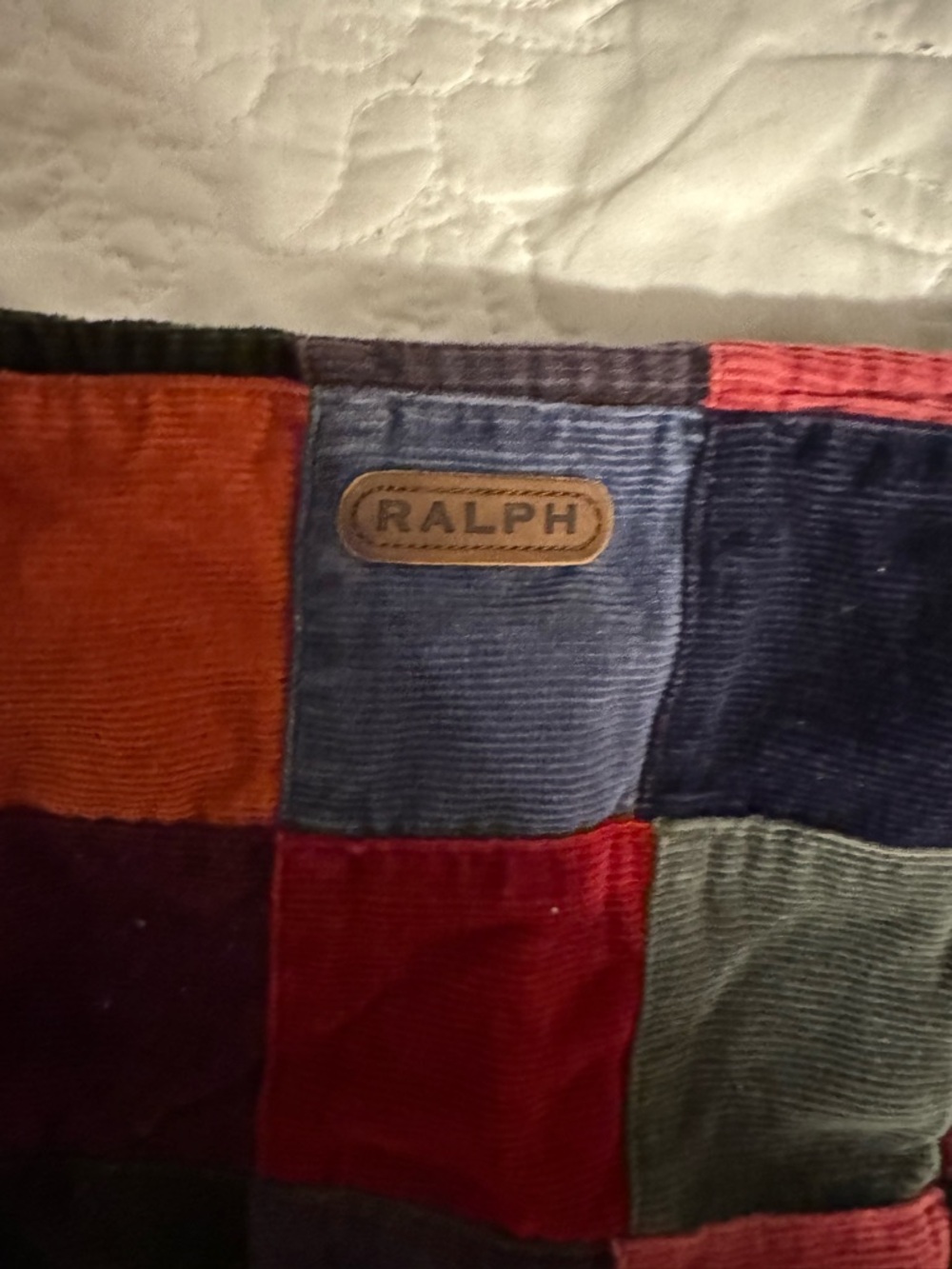 Ralph Lauren Patchwork Corduroy Pencil Skirt in Multicolor Squares - Picture 2 of 3